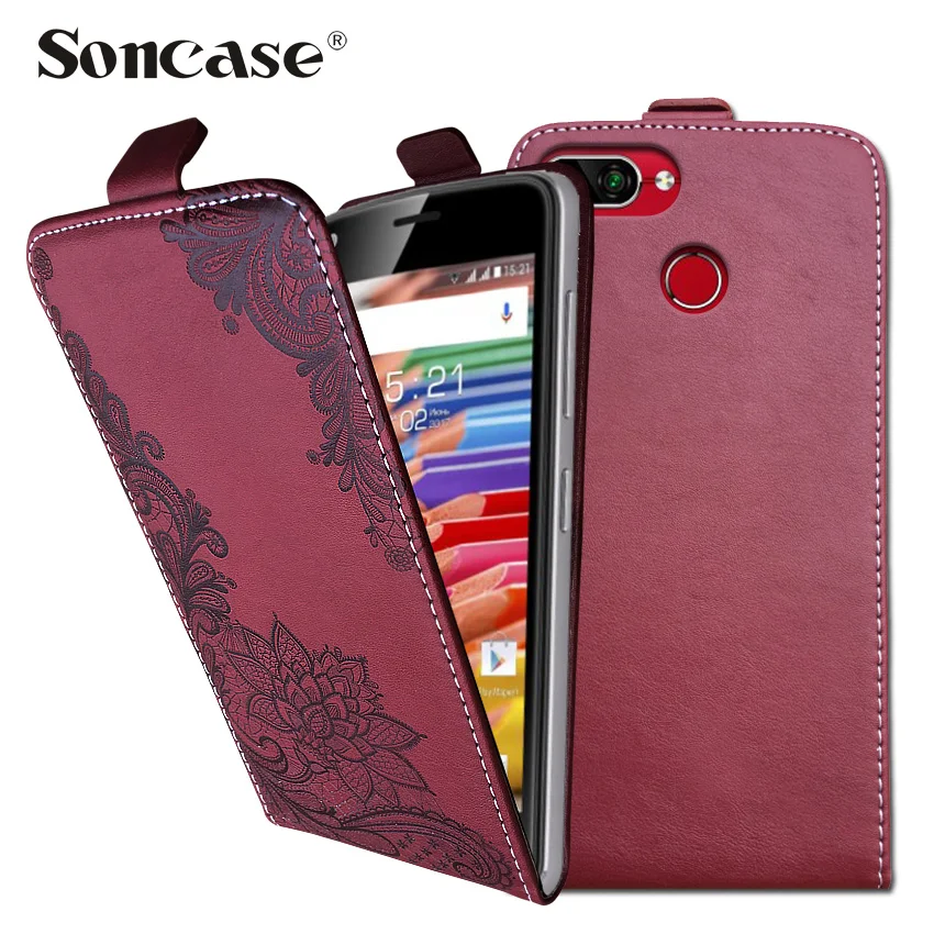 

3D Stereo Embossing lace flower butterfly flip up and down leather phone bag cover case for INOI 5 Pro