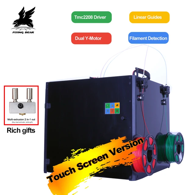 Special Offers Flying Bear Tornado 2 Pro  large 3d Printer DIY Full metal Linear rail 3d printer Kit High Quality Precision double extruder