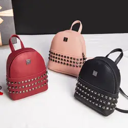 Для женщин Мини рюкзак заклепки кожа обувь для девочек школьная сумка дорожная женский рюкзак 2019 mochila feminina