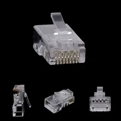 10 шт. RJ45 8-контактный разъем CAT6 Сетевой Кабель модульный Ethernet хрустальные пробки Прямая поставка