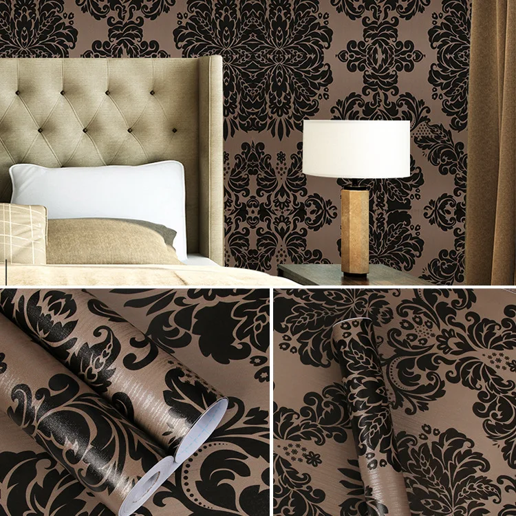 10m European PVC Waterproof self-adhesive Damascus wallpaper bedroom home renovationTV background wall sticker papel de parede