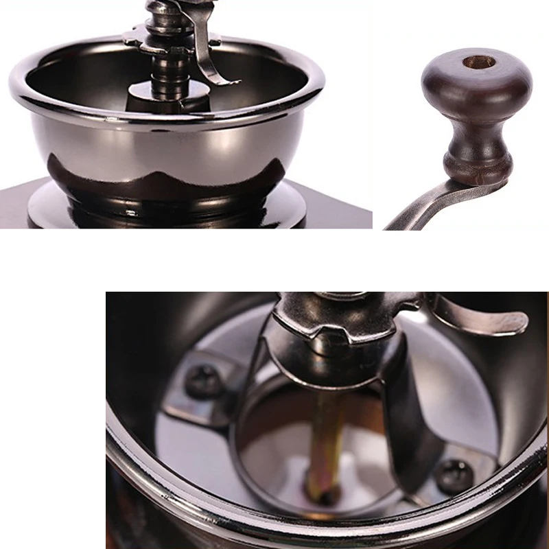 Vintage Elm Hand Grinders Solid Wood Manual Coffee Grinders Ceramic Core Mills Grinding Coffee Beans Mini Burr Mill10