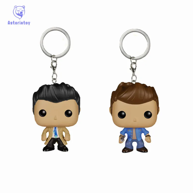 

Keychain Supernatural Dean Castiel action figure Bobble Head Q Edition no box for Car Decoration