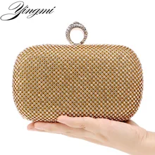 YINGMI Rhinestones women clutch bags diamonds finger ring ladies evening bags crystal wedding bridal handbags purse bags holder