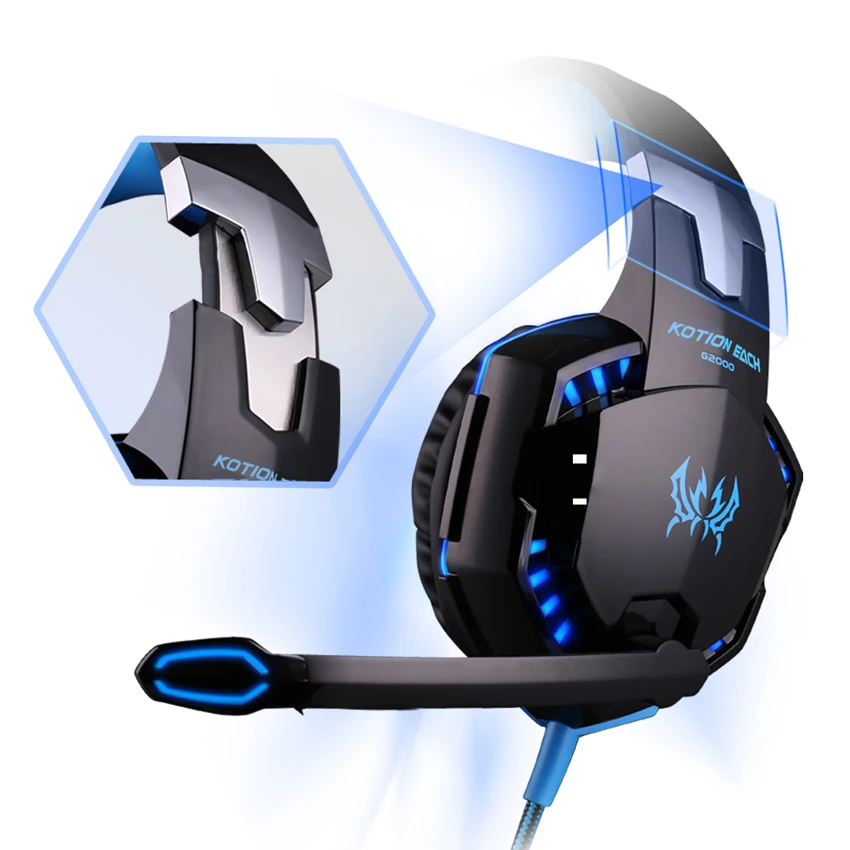 Игровые наушники KOTION G2000 игровая гарнитура шлем Стерео PC Gamer с микрофоном