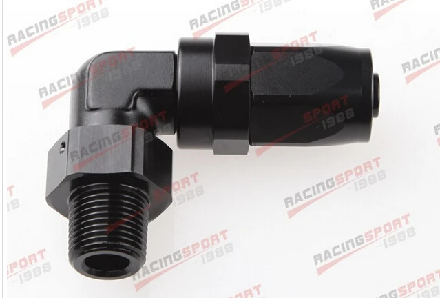 

6 AN6 AN -6 to 1/8" NPT 90 Degree Swivel Hose End Fitting Adaptor black