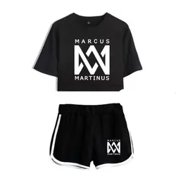 Маркус и мартинус комплект из 2 частей Для женщин костюм топ и брюки Верхняя одежда из двух частей шорты укороченный топ летние комплекты