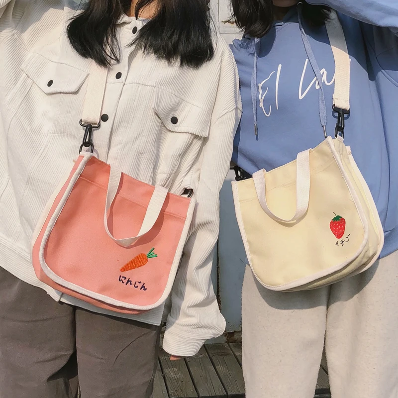 

Korean Casual Totes Cute Handbags Women Japanese Preppy Kawaii Strawberry School Crossbody Yellow Shoulder Bags Teenage Girl
