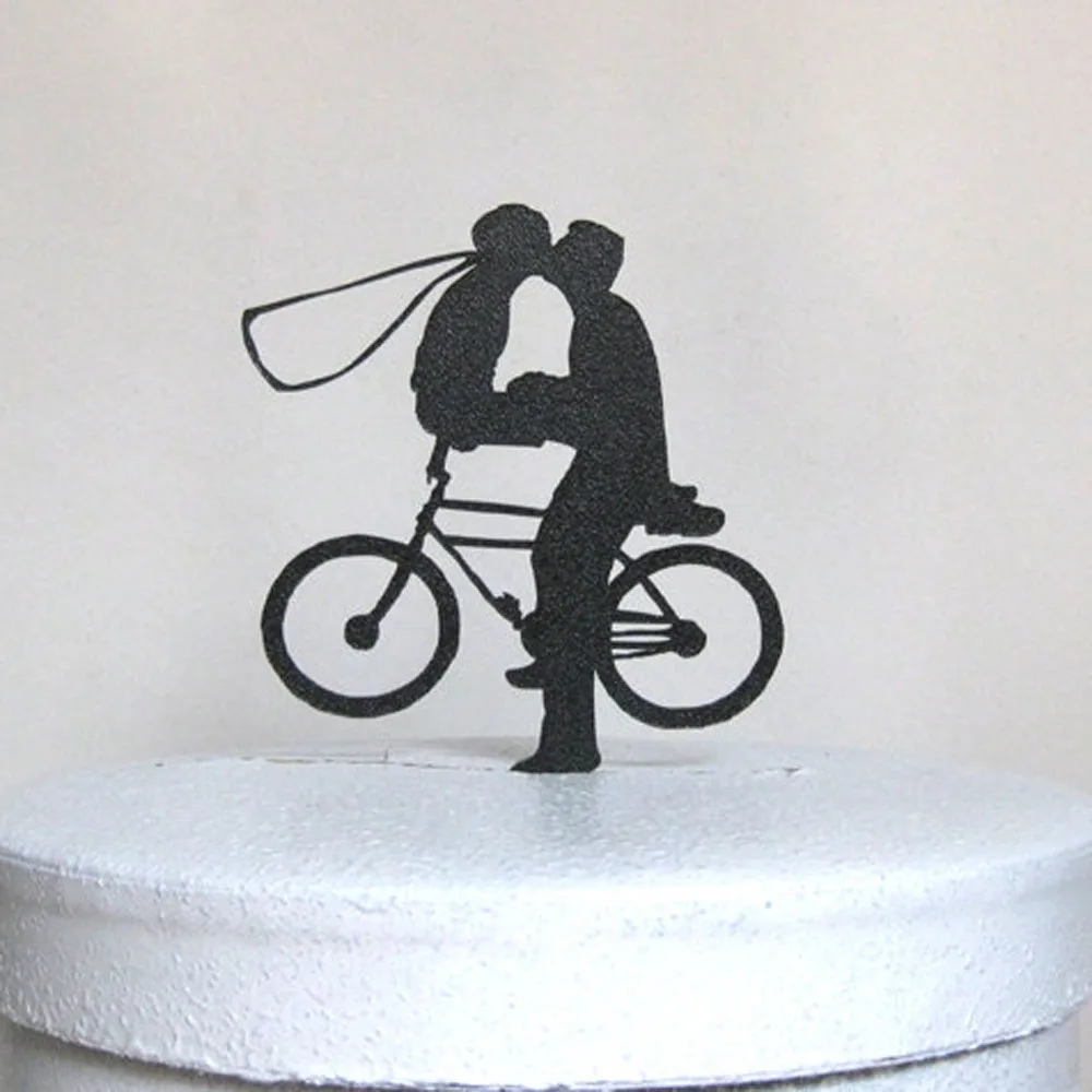 Customized Wedding Cake Topper with Bicycle Personalized Wedding Cake Topper Acrylic silver wooden gold cake topper with Mr&Mrs