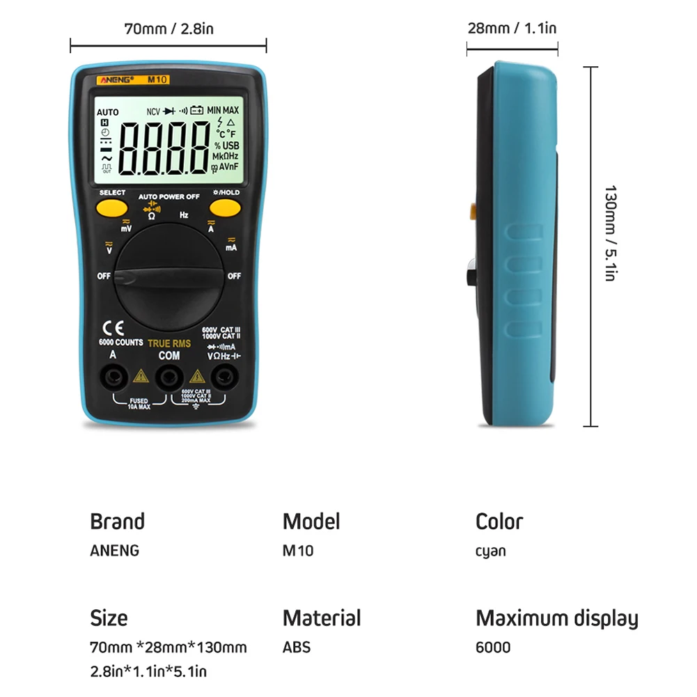 ANENG M10 AN8001 Портативный ЖК-цифровой мультиметр 6000 отсчетов подсветка AC/DC Амперметр Вольтметр Ом метр тесте