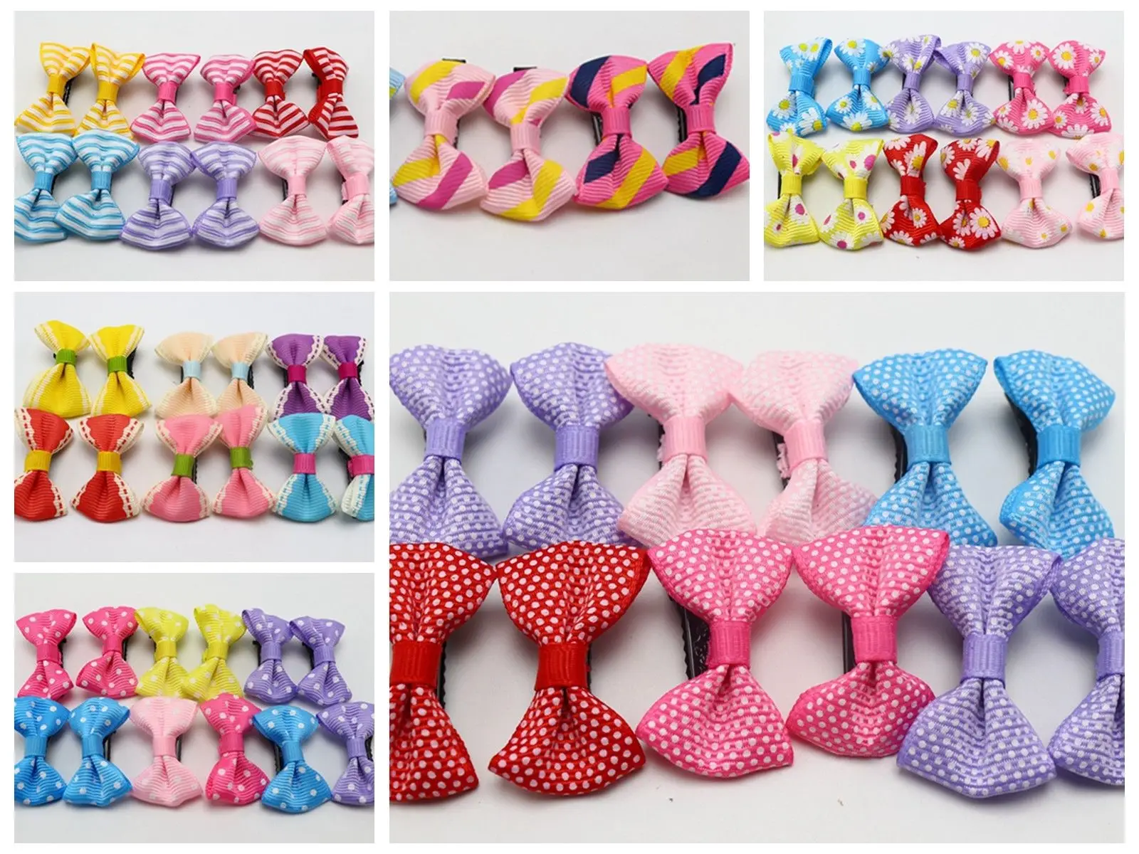 24pcs Baby Girl Kid Hair Clips Bow Bands Hairpin Alligator Ribbon Grosgrain 3.5/"
