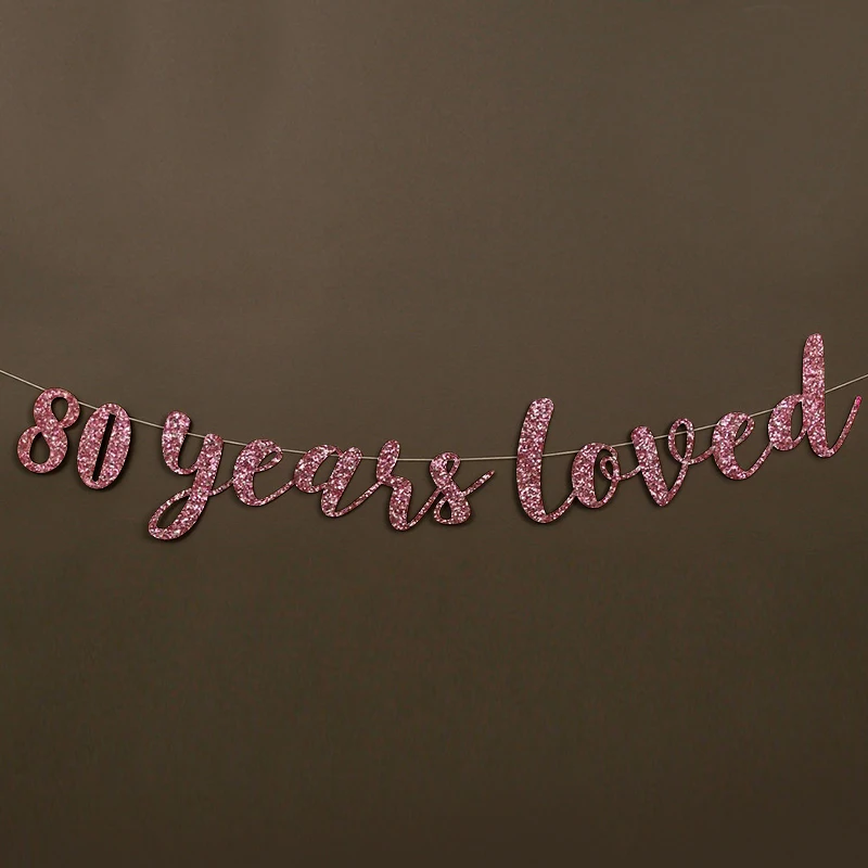 80 YEARS LOVED Gold Glitter Banner for 80th Birthday Wedding Anniversary Party Bunting Photo Props Decorations WeBenison 80 YEARS LOVED Gold Glitter Banner for 80th Birthday Wedding Anniversary Party Bunting Photo Props Decorations WeBenison