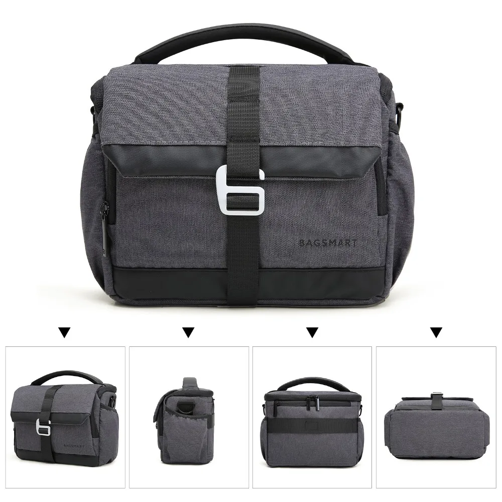 BAGSMART DSLR/SLR Camera Shoulder Bag Waterproof Polyester Camera Case For Canon Nikon Sony Lens Pouch Bag with Rain Cover