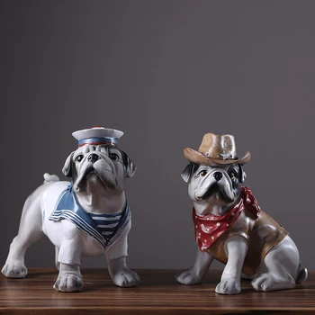 

Home Decoration Accessorie Cowboy Bulldog Chef Dog Pirate Decor Figurine Living Room Ornament Office Resin Wedding Birthday Gift