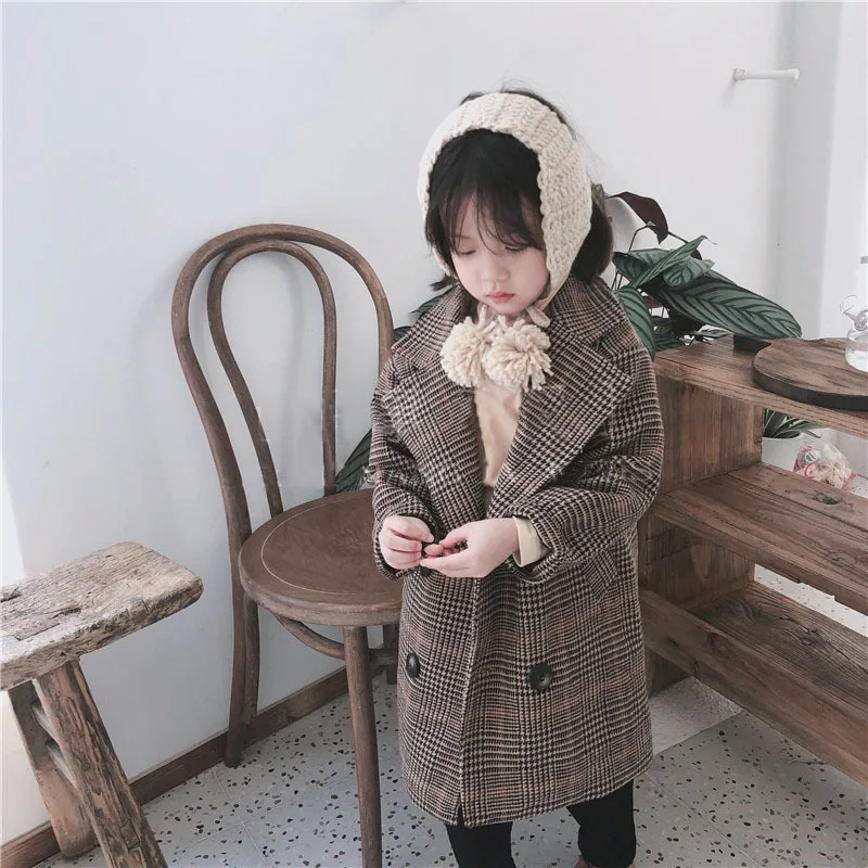Jorkzaler/Новинка года; модная детская верхняя одежда двубортная куртка с длинными рукавами для девочек Плотная хлопковая детская одежда с лацканами