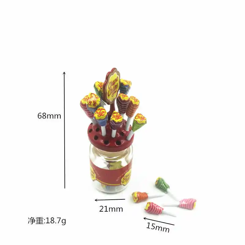 1Set 6.5Cm Mini Chupa Chups Lecca Lecca Caramelle Lattine Modello Bambola Con 12 Chupa Lecca Lecca 1:12 Scala Sapore Bulk Lollies Jar