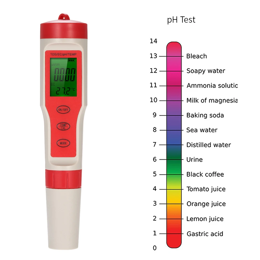 4 в 1 тестер качества воды Тип ручки рН метр кислотомер Профессиональный Подкислитель pH/TDS/EC/TEMP монитор качества воды