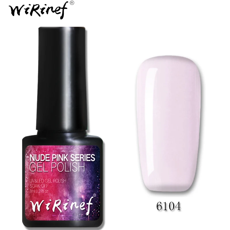 WiRinef, 8 мл, розовый цвет, серия, Гель-лак для ногтей, для маникюра, для маникюра, замочить, отполированный гель, натуральный каучуковый лак - Цвет: 6104