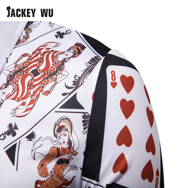 JACKEYWU, мужская рубашка поло,, летняя мода, тренд, покер, принт, половина рукава, хлопок, дышащая, Camisa, поло, тонкая, повседневная, мужские Поло