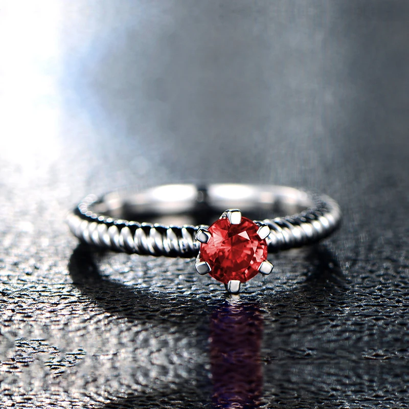 QYI Стерлинговое Серебро 925 пробы имитация рубина скрученные кольца 0.8ct круглая