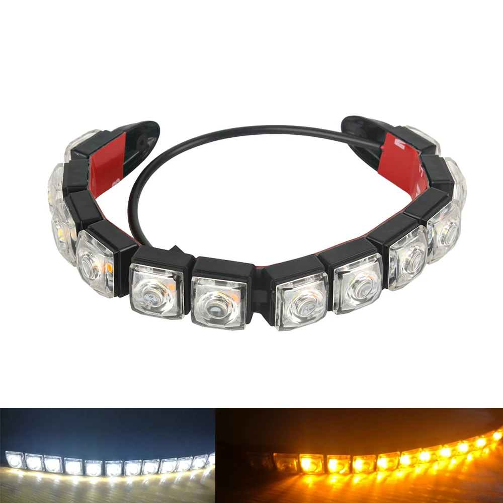 

2pcs 12LED Car COB Driving Fog Light Flexible DRL Strip Daytime Running Light Turn Signal Lamp for BMW White Turn Yellow Flowing