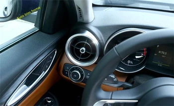 

LAPETUS Dashboard Left + Right Side AC Air Vent Outlet Decorative Circle Frame Cover Trim Fit For Alfa Romeo Giulia 2016 - 2020