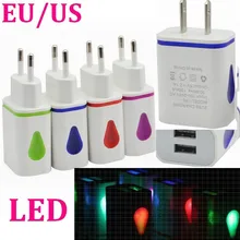 200 шт./лот капли воды светодиодный свет двойной два usb-порта США ac домашнее настенное зарядное устройство адаптер питания для IPhone samsung LG MP3 MP4