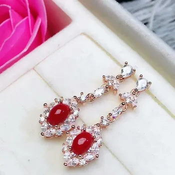 

shilovem 925 sterling silver Natural red coral stud earrings fine Jewelry women trendy party wedding jce0406038agsh