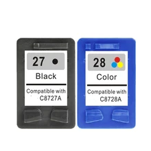 2 stücke für hp27 28 black & farbe tintenpatrone für hp 27 28 für hp deskjet 450 450ci 5550 3420 3520 3550 3650 3740 3745 3843 3845