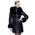 

Fashion Fur Collar Women's PU Faux Leather High Quality Down Coat Medium-long Thickening Outerwear Women Coat