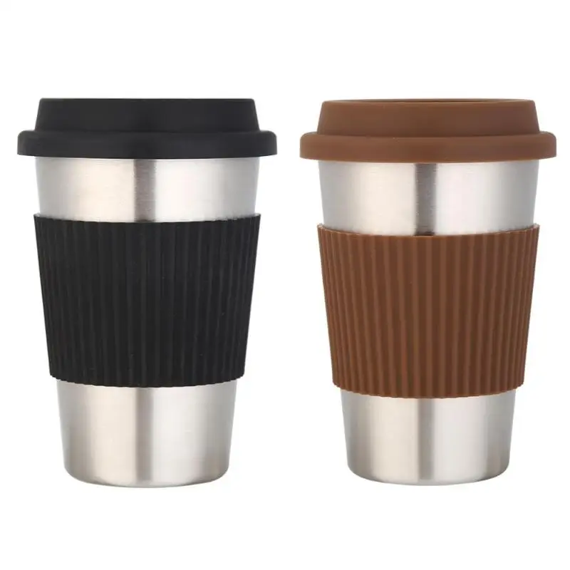 

Hot New 500mL Stainless Steel Water Cup Non-Slip Drinking Collapsible Coffee Tea Mug Insulated Cups Multi-function Cup Travel