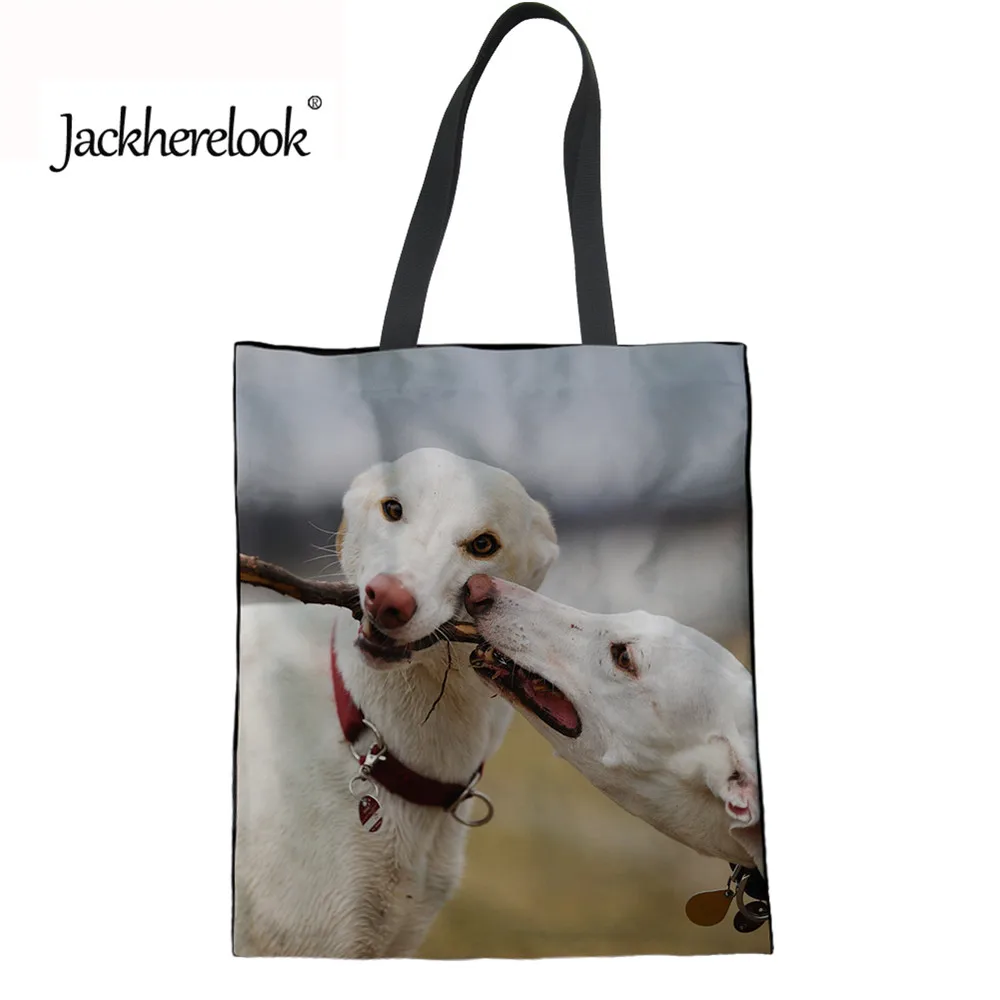 Jackhereliok милая собака породы борзая печать складные женские сумки для шоппинга женщины хранение парусина продуктовый мешок Многоразовые Экологичные сумки