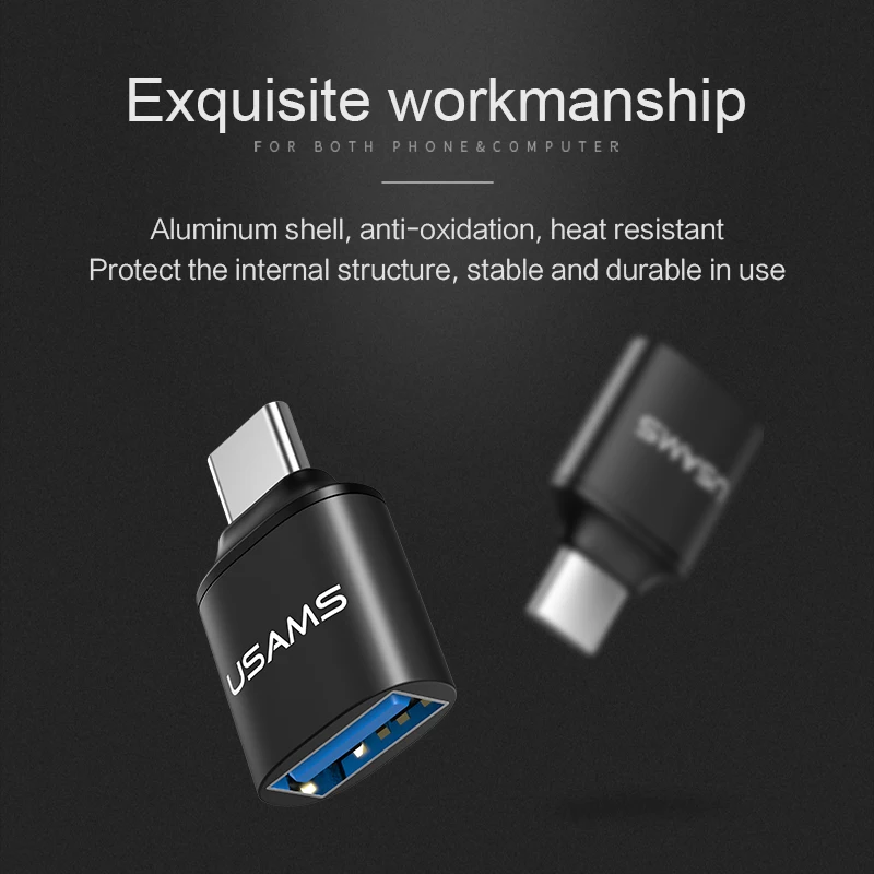 Адаптер USAMS OTG type C 3 0 штекер к USB Женский адаптер данных 2 в 1 Зарядка и
