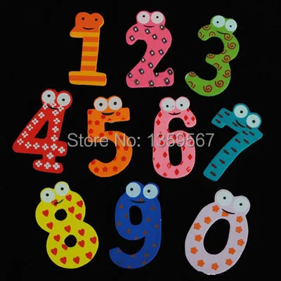 

Set of 10 Number Wooden Cute Fridge Magnet Kid Baby Education Learning Toy Gift