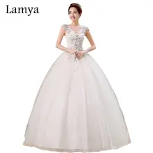 Plus Size Lace V Neck Cheap Wedding Dress 2018 Summer Style Fashionable Sequined Bridal Gowns vestidos