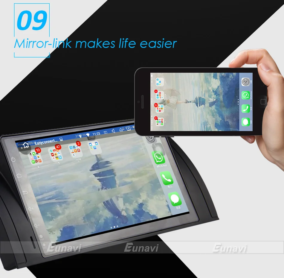 Excellent Eunavi Quad Core 9 inch Android 9.0 PC 1 Din Car Radio GPS Radio Stereo For BMW E53 E39 X5 Support TV 3G WiFi OBD DVR Bluetooth 17