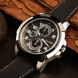 Новая мода yazole 3ATM Спорт Армия Пояса из натуральной кожи кварцевые наручные часы Наручные часы для Для мужчин Мужской студенты мальчик op001