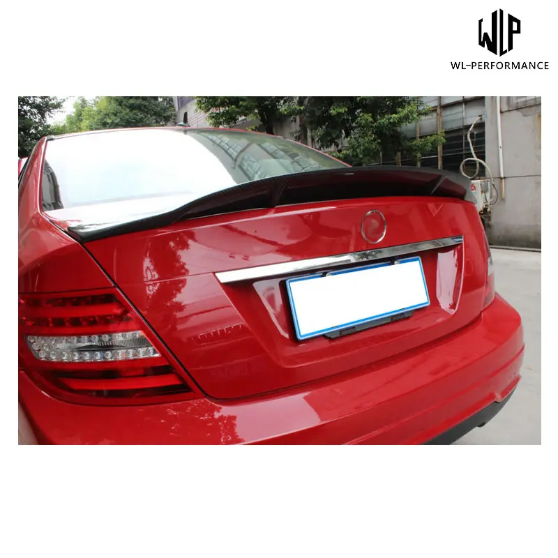 W204 R Style Carbon Fiber Rear Spoiler Wings 4-doors Sedan Car Styling For Mercedes-Benz C Class W204 Car Body Kit 2007-2013