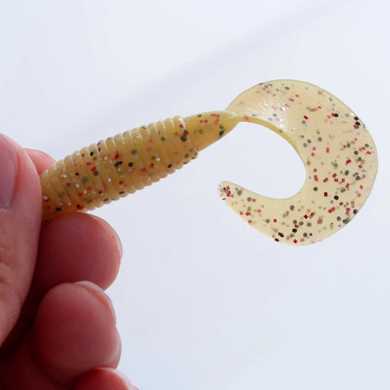 Fishing lure 5Pcs/lot 3.3g 70mm quality professional soft lure worm curly tail grub Artificial Fake Bait fly fishing wobbler
