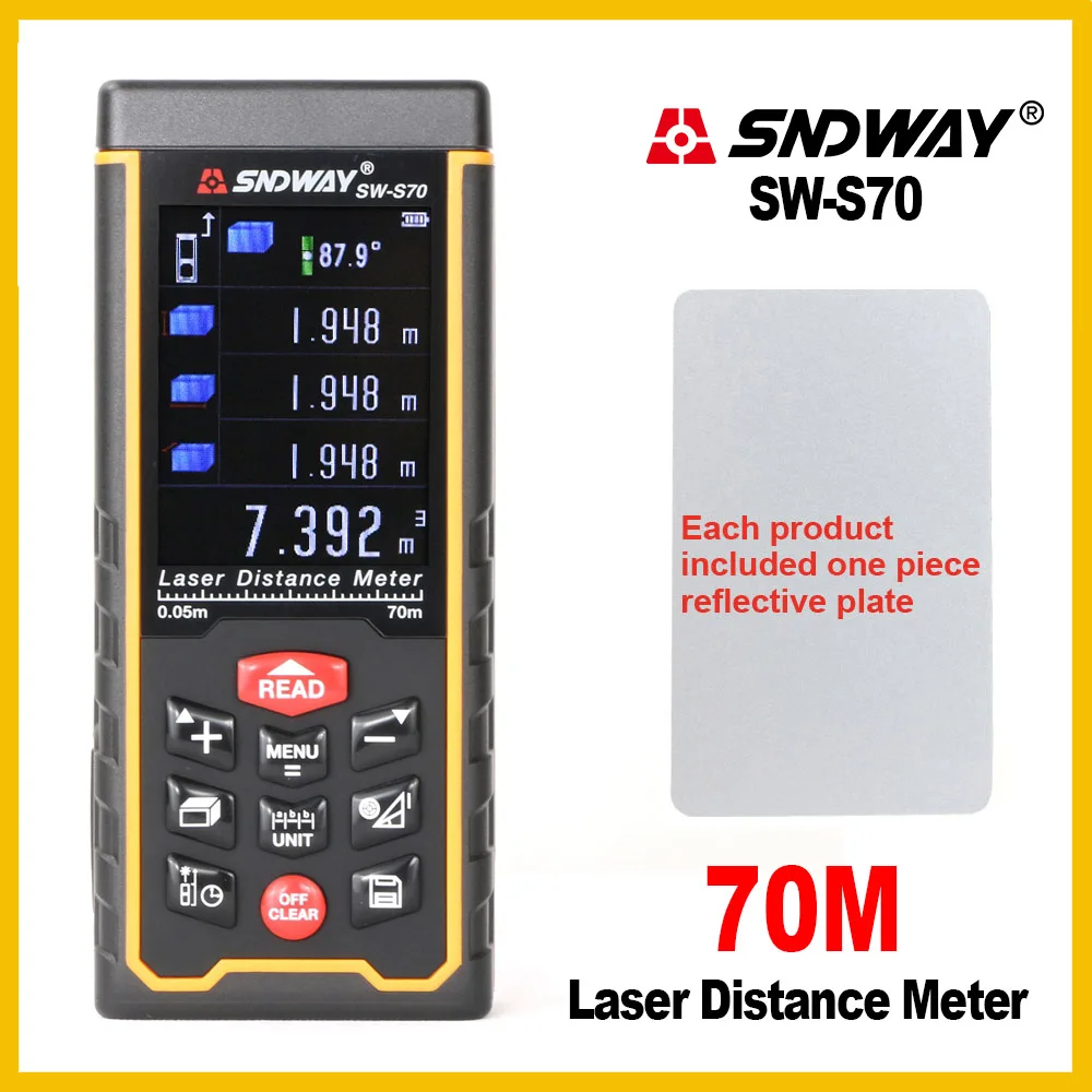  Sndway USB recarga portátil pantalla colorida Digital láser medidor de distancia alcance buscador t