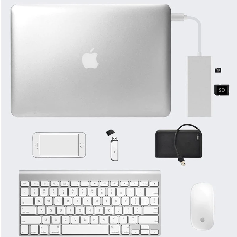 Док станция 7 в 1 USB C для телефона ноутбука 3 0 HDMI RJ45 SD Type c usb хаб Fealushon Macbook Pro HP DELL