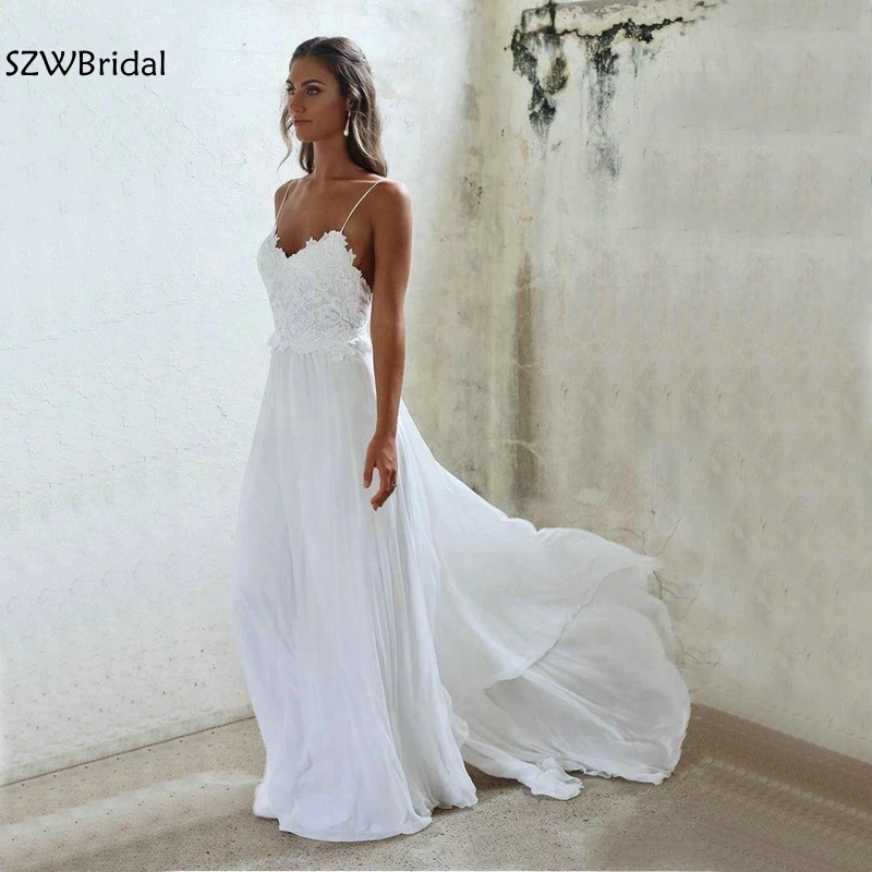 

New Arrival Chiffon beach wedding dress 2019 Cheap Wedding gowns Gelinlik vestido novia robe de mariee Wedding dresses