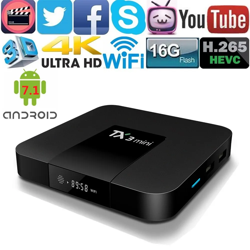 TX3 Мини Android 7 1 ТВ приставка 2 Гб 16 DLNA WiFi LAN HD медиаплеер телеприставка Amlogic S905W