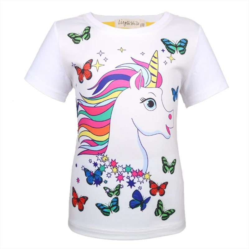 

Summer girl clothes cute Unicorn tshirt cartoon cotton Short sleeve clothes T-shirt tops for girls 8347