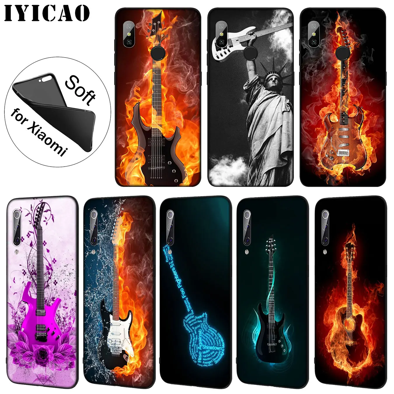 IYICAO Music guitar DJ luxury Soft Silicone Phone Case for Xiaomi Mi 10 9 9T CC9 CC9E 8 SE A3 Pro A1 A2 Lite 6 pocophone f1 |