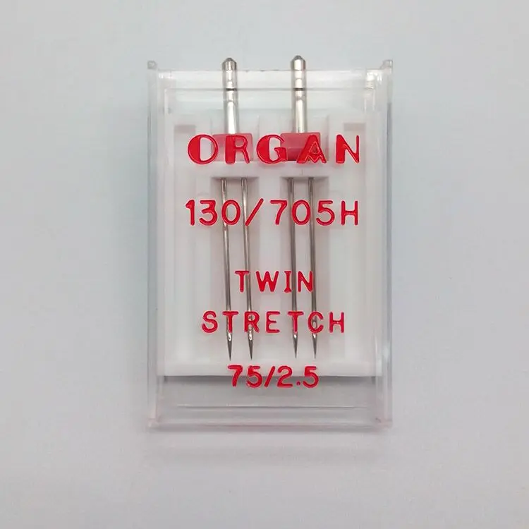 

Twin Stretch Organ Needles 130/705H size 75/2.5 For Stretch Knitting Fabric Domestic Sewing Machine Twin Needle 1box=2pcs