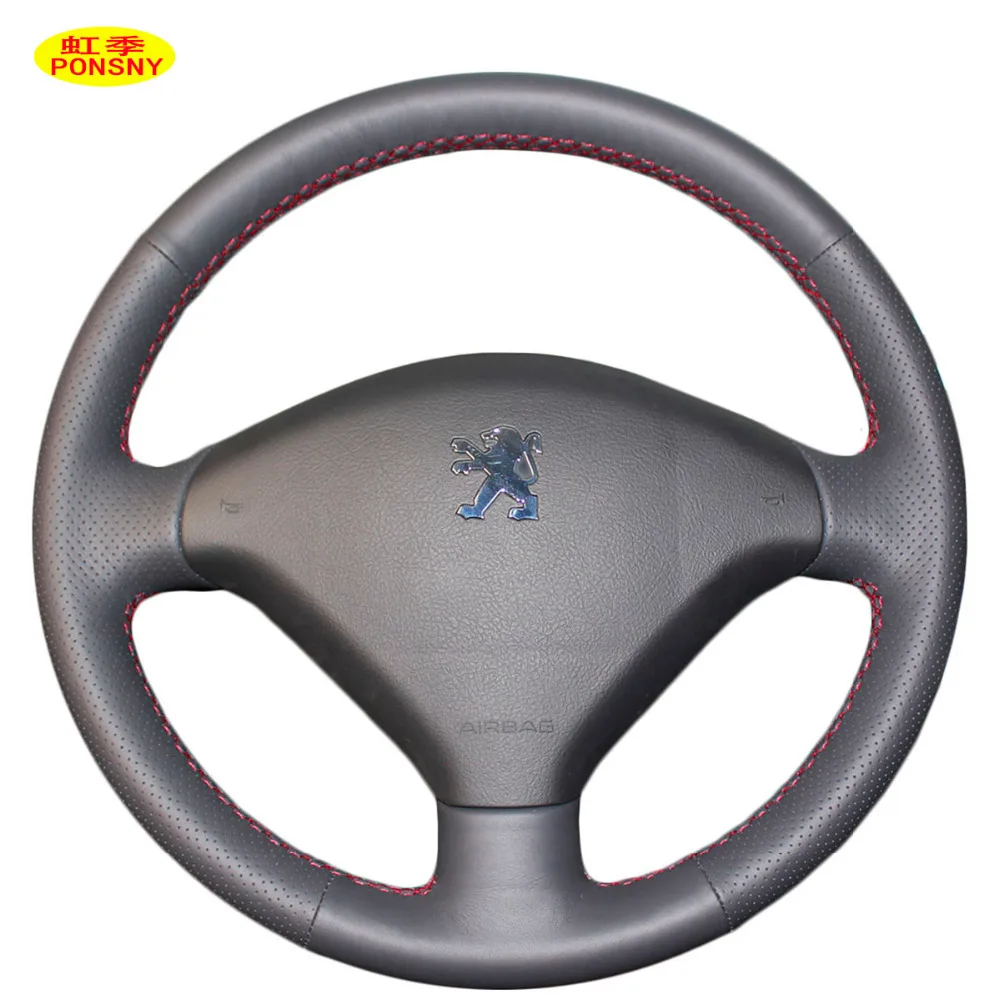 Чехол накладка из натуральной кожи для PEUGEOT 307 2004 2010 сшитый вручную|steering cover
