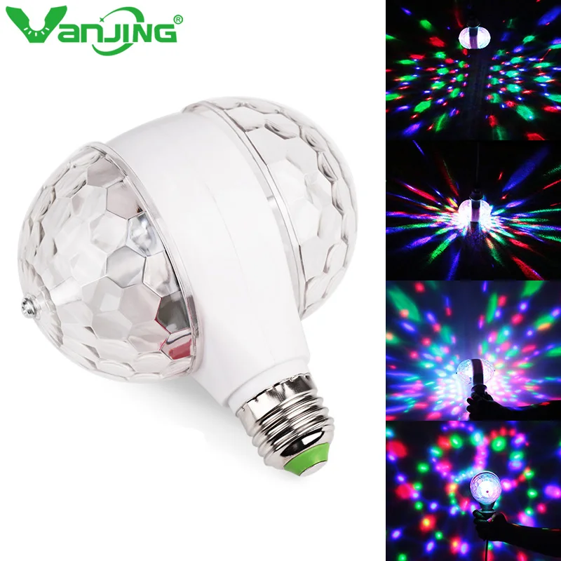 

E27 Rotating RGB LED Stage Light Bulb Colorful Christmas Party Effect Stage Light Magic Double Balls KTV Bar DJ Disco Light