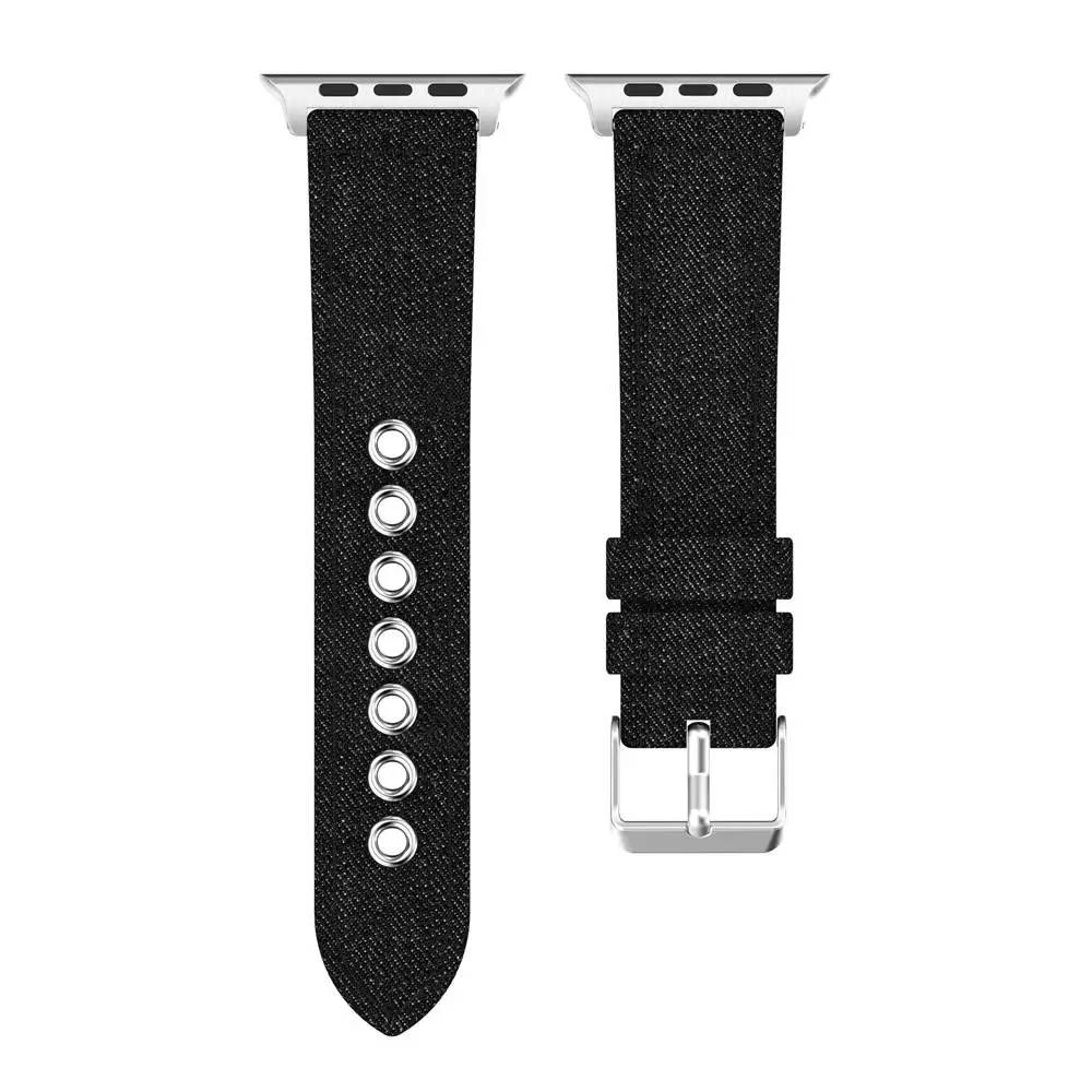 Тканевый джинсовый ремешок для Apple Watch series 1/2/3 /4 42 мм 38 браслет i watch band 4 40 44 холщовый