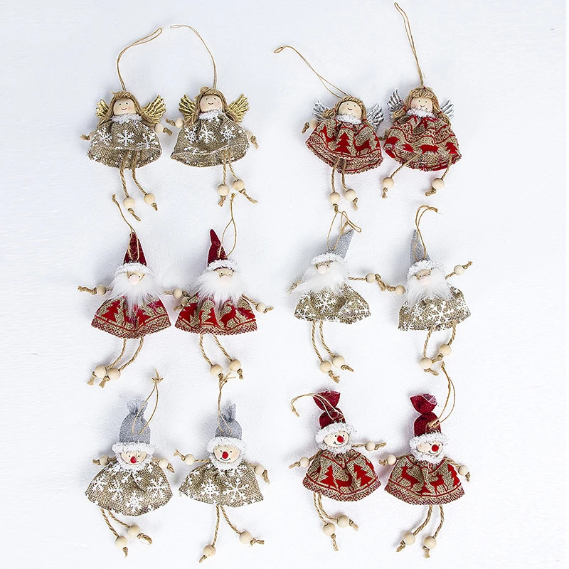 

1PCS Christmas Mini Doll Santa Claus Snowman Angel Doll Xmas Tree Door Window Creative Pendant Decorations for Party New Year